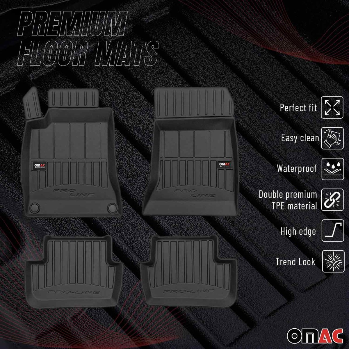 Mercedes GLA Floor Mat - Omac - Premium TPE - Black - '15-'19